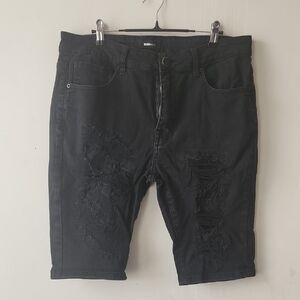 Men's Black Distressed Jean Shorts